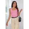 image:imageWIHOLL Womens Ribbed Tank Tops 2025 Summer Scoop Neck Slim Fitted Tops Casual Basic Knit Sleeveless ShirtsEhot Pink