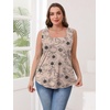 image:imageWIHOLL Womens Square Neck Tank Top0beige Flower
