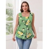 image:imageWIHOLL Womens Square Neck Tank Top0green Flower