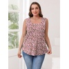 image:imageWIHOLL Womens Square Neck Tank Top0pink Flower