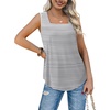 image:imageWIHOLL Womens Square Neck Tank Top4stripes Black