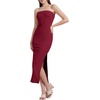 image:imageWIHOLL Womens Summer Dresses 2025 Fall Bodycon Maxi Tube Dress Strapless Side Slit Vacation Outfits
