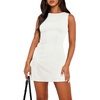 image:imageWIHOLL Womens Summer Sleeveless Boat Neck Mini Dress Slim Fit Party Club Bodycon DressesA  White