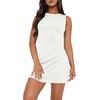 image:imageWIHOLL Womens Summer Sleeveless Boat Neck Mini Dress Slim Fit Party Club Bodycon DressesA  White