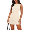 image:imageWIHOLL Womens Summer Sleeveless Boat Neck Mini Dress Slim Fit Party Club Bodycon DressesC  Light Apricot