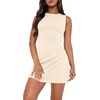 image:imageWIHOLL Womens Summer Sleeveless Boat Neck Mini Dress Slim Fit Party Club Bodycon DressesC  Light Apricot