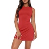 image:imageWIHOLL Womens Summer Sleeveless Boat Neck Mini Dress Slim Fit Party Club Bodycon DressesD  Red