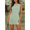 image:imageWIHOLL Womens Summer Sleeveless Boat Neck Mini Dress Slim Fit Party Club Bodycon DressesF  Sage Green