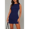 image:imageWIHOLL Womens Summer Sleeveless Boat Neck Mini Dress Slim Fit Party Club Bodycon DressesG  Dark Blue