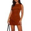image:imageWIHOLL Womens Summer Sleeveless Boat Neck Mini Dress Slim Fit Party Club Bodycon DressesJ  Caramel