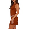 image:imageWIHOLL Womens Summer Sleeveless Boat Neck Mini Dress Slim Fit Party Club Bodycon DressesJ  Caramel