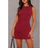 image:imageWIHOLL Womens Summer Sleeveless Boat Neck Mini Dress Slim Fit Party Club Bodycon DressesL  Red