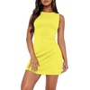 image:imageWIHOLL Womens Summer Sleeveless Boat Neck Mini Dress Slim Fit Party Club Bodycon DressesY  Yellow