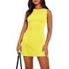 image:imageWIHOLL Womens Summer Sleeveless Boat Neck Mini Dress Slim Fit Party Club Bodycon DressesY  Yellow