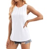 image:imageWIHOLL Womens Summer Tank Tops Pleated Round Neck Sleeveless Tops for Women Casual Flowy