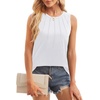 image:imageWIHOLL Womens Summer Tank Tops Pleated Round Neck Sleeveless Tops for Women Casual Flowy