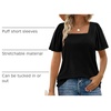 image:imageWIHOLL Womens Summer Tops Casual Square Neck Puff Short Sleeve T Shirts0black