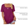 image:imageWIHOLL Womens Summer Tops Casual Square Neck Puff Short Sleeve T Shirts0purple