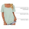 image:imageWIHOLL Womens Summer Tops Casual Square Neck Puff Short Sleeve T Shirts3aqua Stripes