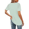 image:imageWIHOLL Womens Summer Tops Casual Square Neck Puff Short Sleeve T Shirts3aqua Stripes
