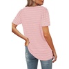 image:imageWIHOLL Womens Summer Tops Casual Square Neck Puff Short Sleeve T Shirts3pink Stripes