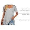 image:imageWIHOLL Womens Summer Tops Casual Square Neck Puff Short Sleeve T Shirts3white Stripes