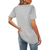 image:imageWIHOLL Womens Summer Tops Casual Square Neck Puff Short Sleeve T Shirts3white Stripes