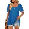 image:imageWIHOLL Womens Summer Tops Casual Square Neck Puff Short Sleeve T Shirts5blue