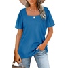 image:imageWIHOLL Womens Summer Tops Casual Square Neck Puff Short Sleeve T Shirts5blue