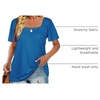 image:imageWIHOLL Womens Summer Tops Casual Square Neck Puff Short Sleeve T Shirts5blue