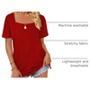 image:imageWIHOLL Womens Summer Tops Casual Square Neck Puff Short Sleeve T Shirts5red