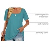 image:imageWIHOLL Womens Summer Tops Casual Square Neck Puff Short Sleeve T Shirts5turquoise
