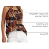 image:imageWlHOLL Womens Pleated Tank Tops Spaghetti Strap Camisole Halter Tops Curved Hem Fashion 2026Bkhaki Flower