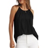 image:imageWlHOLL Womens Pleated Tank Tops Spaghetti Strap Camisole Halter Tops Curved Hem Fashion 2026Cblack