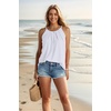 image:imageWlHOLL Womens Pleated Tank Tops Spaghetti Strap Camisole Halter Tops Curved Hem Fashion 2026Cwhite
