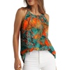 image:imageWlHOLL Womens Pleated Tank Tops Spaghetti Strap Camisole Halter Tops Curved Hem Fashion 2026Fprint Hawaiian