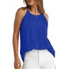 image:imageWlHOLL Womens Pleated Tank Tops Spaghetti Strap Camisole Halter Tops Curved Hem Fashion 2026Gblue