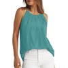 image:imageWlHOLL Womens Pleated Tank Tops Spaghetti Strap Camisole Halter Tops Curved Hem Fashion 2026Gblue Green