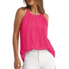 image:imageWlHOLL Womens Pleated Tank Tops Spaghetti Strap Camisole Halter Tops Curved Hem Fashion 2026Ghot Pink