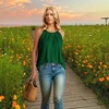 image:imageWlHOLL Womens Pleated Tank Tops Spaghetti Strap Camisole Halter Tops Curved Hem Fashion 2026Hgreen