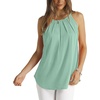 image:imageWlHOLL Womens Pleated Tank Tops Spaghetti Strap Camisole Halter Tops Curved Hem Fashion 2026Hlake Green