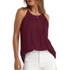 image:imageWlHOLL Womens Pleated Tank Tops Spaghetti Strap Camisole Halter Tops Curved Hem Fashion 2026Jburgundy