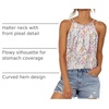 image:imageWlHOLL Womens Pleated Tank Tops Spaghetti Strap Camisole Halter Tops Curved Hem Fashion 2026Jpink Floral