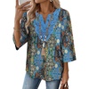 image:imageWIHOLL 34 Length Sleeve Womens Tops Boho V Neck Lace Shirt Trendy Blouses Dressy Casual Vacation Clothes S3XL01  Vintage Boho