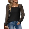 image:imageWIHOLL Blouse Tops for Women Loose Fit Long Sleeve Shirts Square Neck Tops