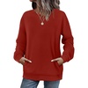 image:imageWIHOLL Crewneck Sweatshirts Women Pockets Long Sleeve Tops Fall FashionRed