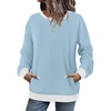 image:imageWIHOLL Crewneck Sweatshirts Women Pockets Long Sleeve Tops Fall FashionSkyblue White