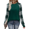 image:imageWIHOLL Long Sleeve Shirts for Women Color Block Raglan Tops Casual Crewneck Basic Tees Fall Clothes 2026 Fashion02  Green Plaid