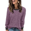 image:imageWIHOLL Long Sleeve Shirts for Women Lightweight Sweaters Fall Outfits 2026 Color Block Winter Clothing Dressy Casual Soft04purple