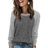 image:imageWIHOLL Long Sleeve Shirts for Women Lightweight Sweaters Fall Outfits 2026 Color Block Winter Clothing Dressy Casual SoftGrey White